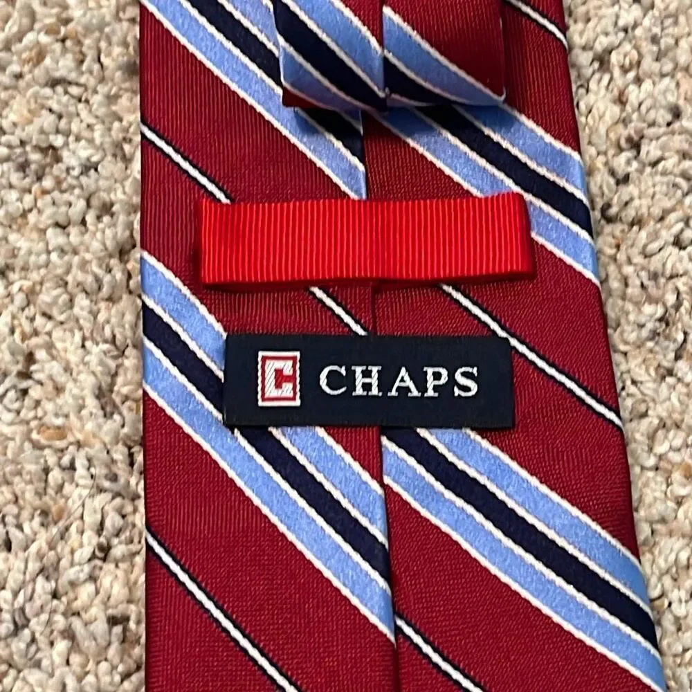 Chaps Red White‎ Blue Striped Silk Necktie